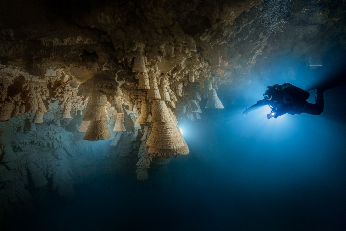 Landscape of flooded caves