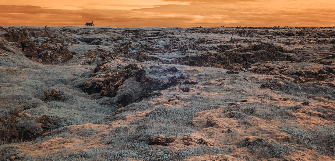 Lava Field with Church
