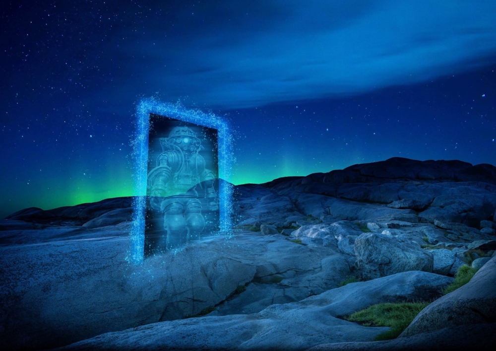 Diver and Northern Lights